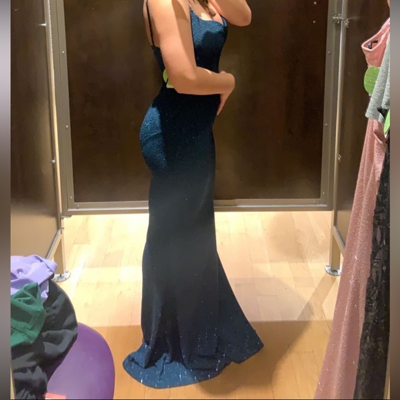 Dark teal sparkley prom dress from Windsor. Size XS. - Picture 3 of 4